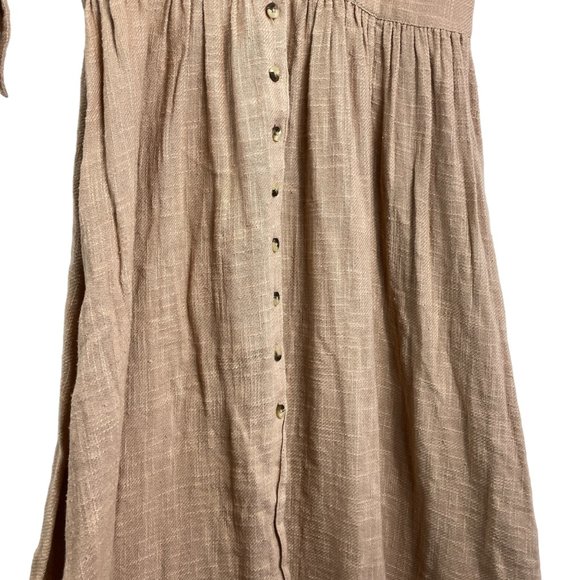 NWT Free People Love of my Life Button Front V Neck Midi Dress Khaki Size S - Picture 5 of 10